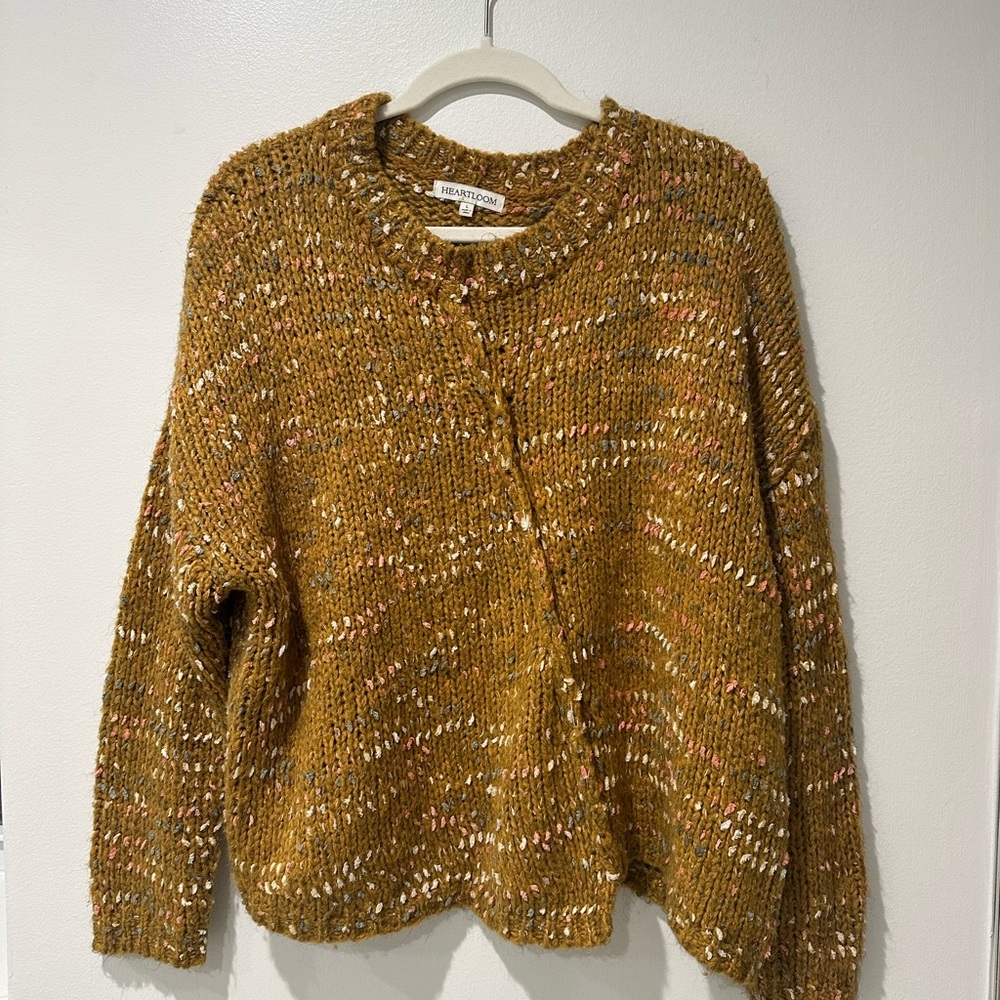Heartloom Mustard Speckled Crew Neck Sweater